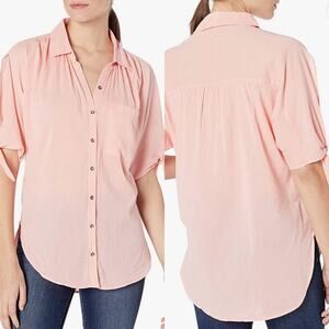 William Rast Peaches Blouse Top Button Down Tie Sleeve Large